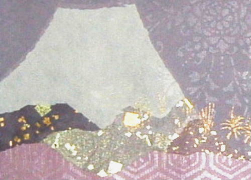 破り継　豆色紙　『富士山』 拡大　紫色系