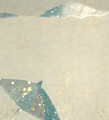 破り継　豆色紙　『雨上り』　青系
