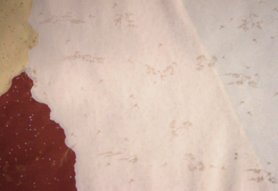 三十六人集　破り継 『右上白・左下に栗梅』　（貫之集・上） 第二十二紙用臨書用紙　拡大へ