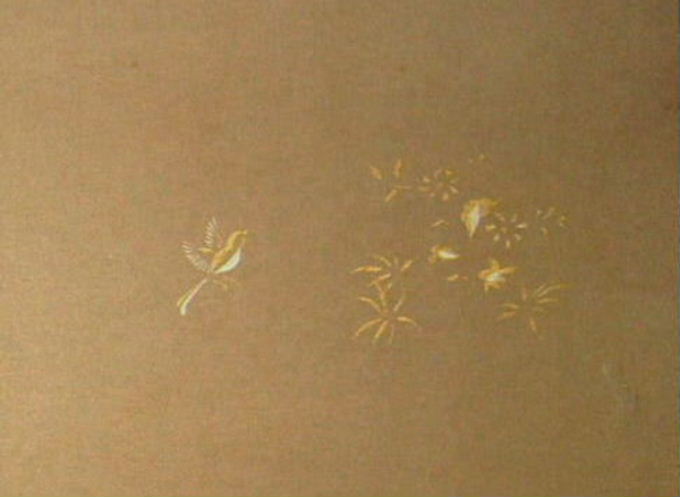 臨書用紙　『桂本万葉』（金銀泥手描）　第五紙・右上部分拡大　（次へ）