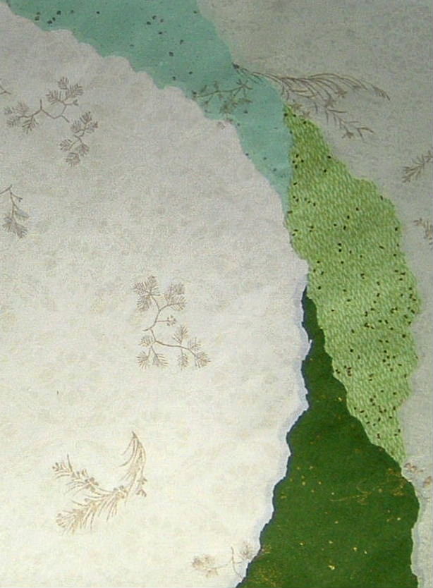 破り継　半懐紙　緑系８　右側破り継部分